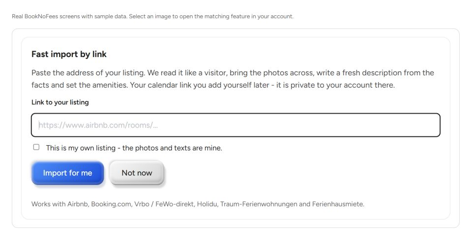 Interface do BookNoFees: 3. Preencha as informações que faltam